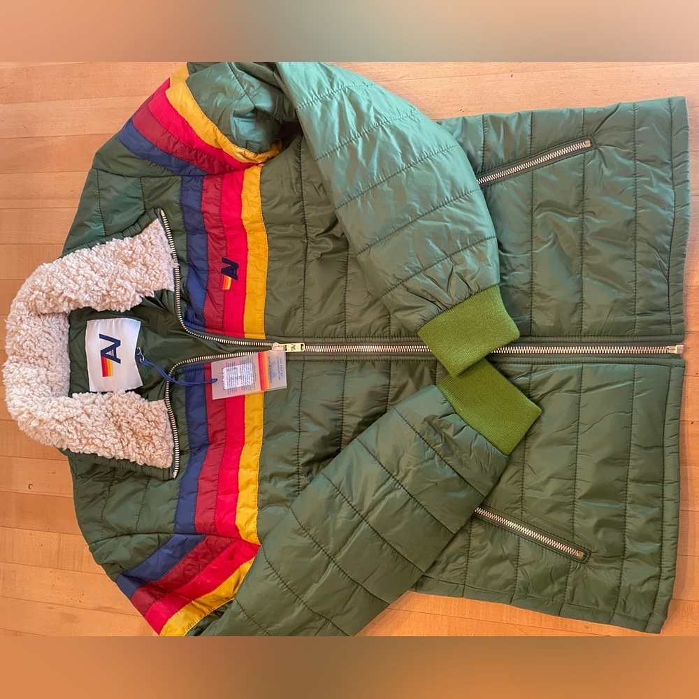 Aviator Nation 5 stripe jacket - green- L